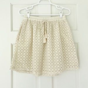 LUCKY BRAND skirt size S cream elastic waist cotton eyelet